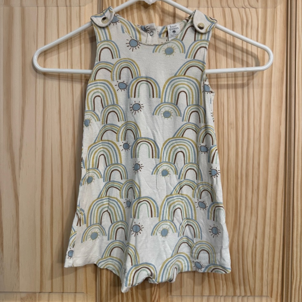 Kate Quinn Bamboo Rainbow Sun Romper Sleeveless 18-24M Cream Blue Earthy